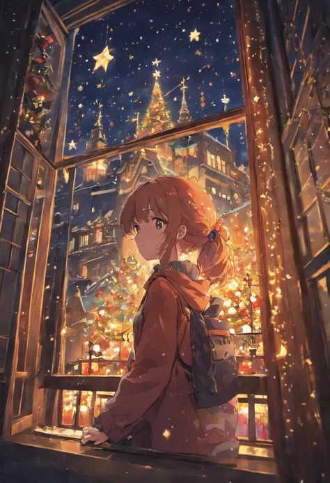 window, Christmas, the night