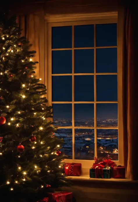 window, Christmas, the night