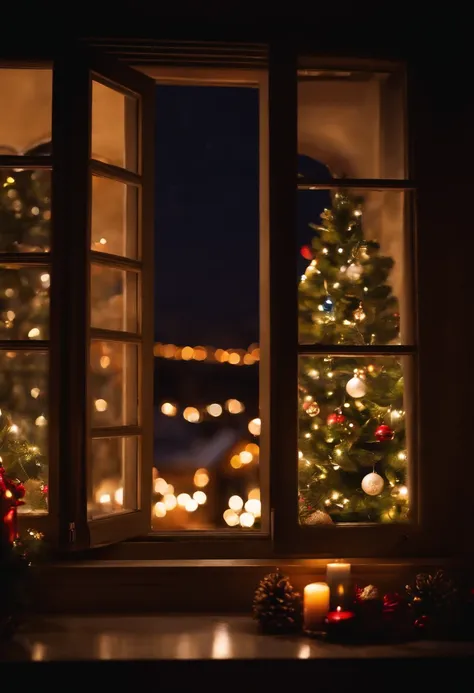 window, Christmas, the night