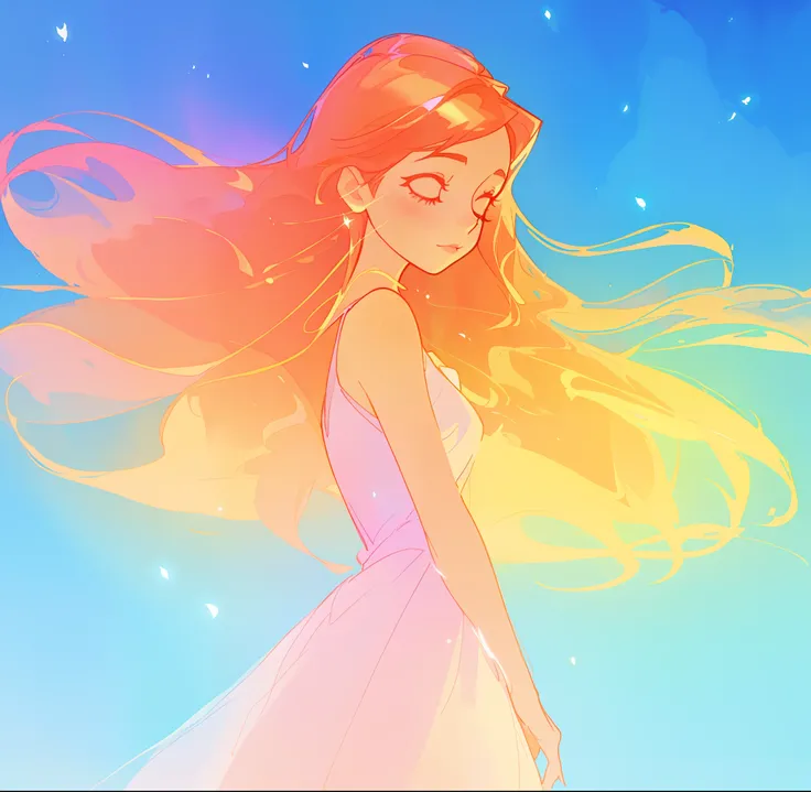 beautiful girl in white dress, fairy dress, long gold and red hair, watercolor illustration, inspired by Glen Keane, inspired by Lois van Baarle, disney art style, by Lois van Baarle, glowing aura around her, by Glen Keane, jen bartel, glowing lights! digi...