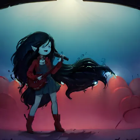 marceline singing at concert, concert, singing, animated artstyle