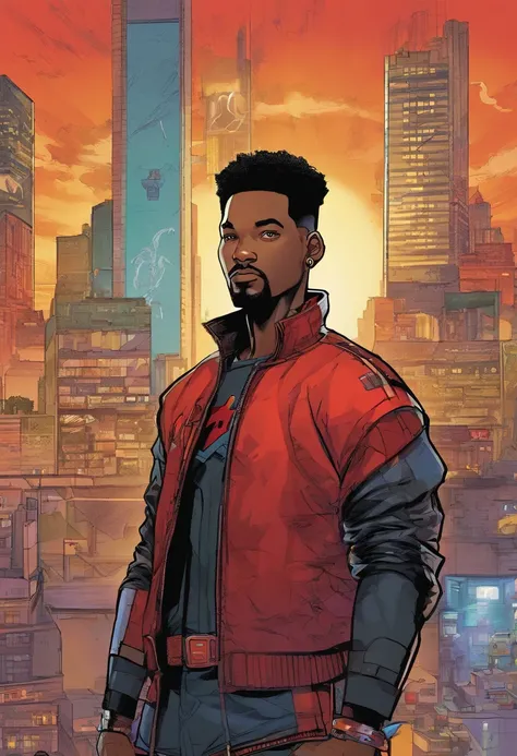 Marvel Comic Panel, a close up of a person with dreadlocks and (( wearing a cyberpunk costume )), Miles Morales, Spider-Man poses, Miles Morales, Spider Man poses, dark-skinned, Nerdy Black Boy Super Cyberpunk Hero, spiky black hair and dark skin, Chris Ba...