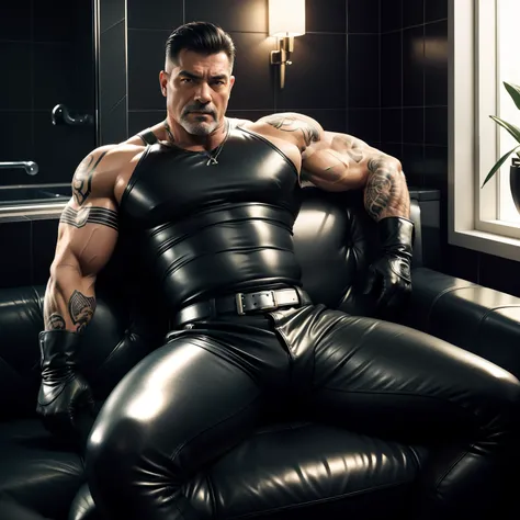 50 years old,daddy,tattoo,tight leather trousers men,k hd,in the bathroom,big muscle,black hair,asia face,masculine,strong man,the boss is,handsome,sex,leather gloves,lecherous dad,look straight ahead,dad is handsome,dad is horny,dad is sex dad,Dad groaned...