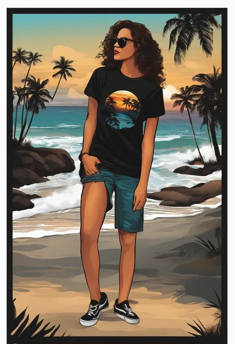 Plain black t-shirt,skater,the beach