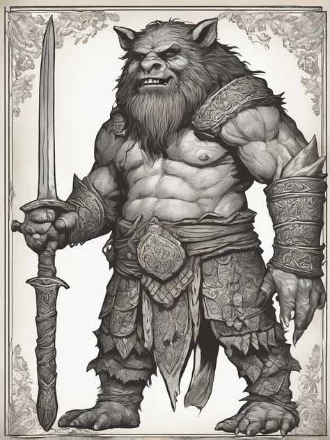 Bugbear, armadura de placas, alabarda, guerreiro