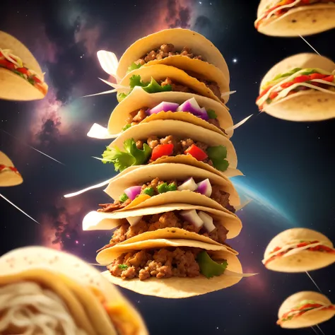 Countless tacos floating in space