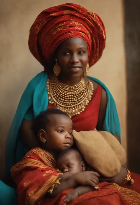 "Por favor, create a hyper-realistic photographic image that depicts the moment when people consulted Zechariah about the babys name. About the price, Zacarias, dressed in AFRICAN costumes from the time of the AFRICAN Empire and with his hair covered, is u...