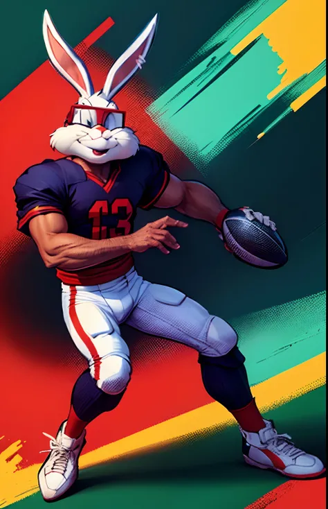 bugs bunny, uniforme dos giants, oculos vermelho, futebol americano