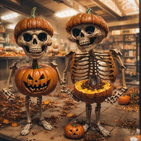 Burger King openwork sandalwood material（best qualtiy，8K Pumpkin Burger King,Masterpiece）When the skeleton pumpkin appears，Only heard, unseen，Pumpkin Burger King explodes，That whistle echoed for a long time，Its like a prelude to impending death，The image o...