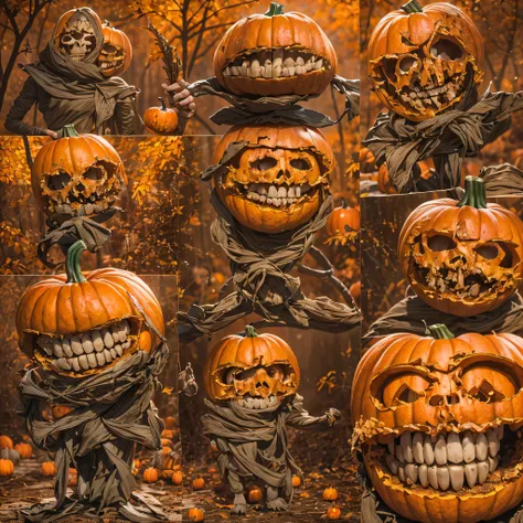 Burger King openwork sandalwood material（best qualtiy，8K Pumpkin Burger King,Masterpiece）When the skeleton pumpkin appears，Only heard, unseen，Pumpkin Burger King explodes，That whistle echoed for a long time，Its like a prelude to impending death，The image o...