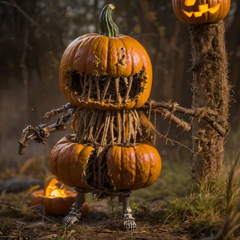 Burger King openwork sandalwood material（best qualtiy，8K Pumpkin Burger King,Masterpiece）When the skeleton pumpkin appears，Only heard, unseen，Pumpkin Burger King explodes，That whistle echoed for a long time，Its like a prelude to impending death，The image o...