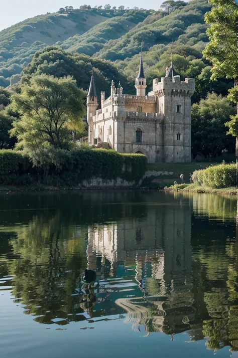 castelo arruinado de frente para um lago, where your reflection hits the water and reflects on it in your glory days