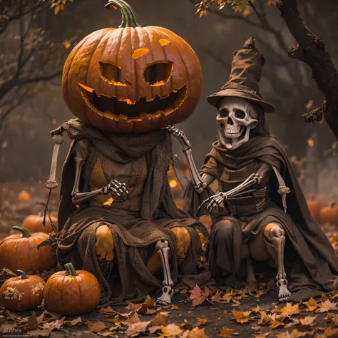 burger king openwork sandalwood material（best qualtiy，8k pumpkin burger king,masterpiece）when the skeleton pumpkin appears，only ...