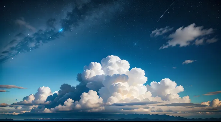 blue sky, clouds, stars, cute background, background,