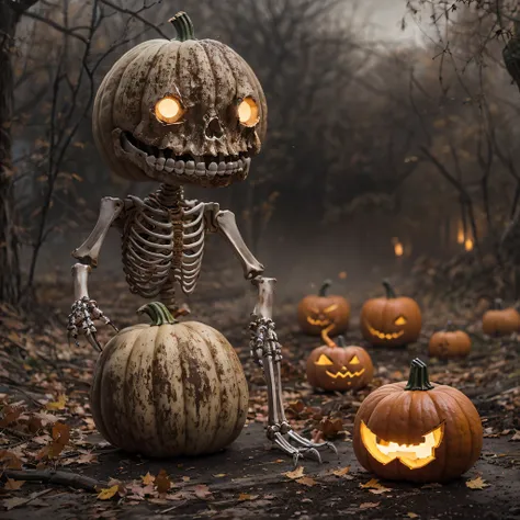 burger king openwork sandalwood material（best qualtiy，8k pumpkin burger king,masterpiece）when the skeleton pumpkin appears，only ...