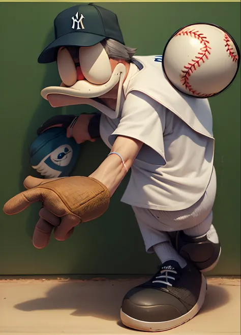 pato donald com o uniforme dos yankees, baseball