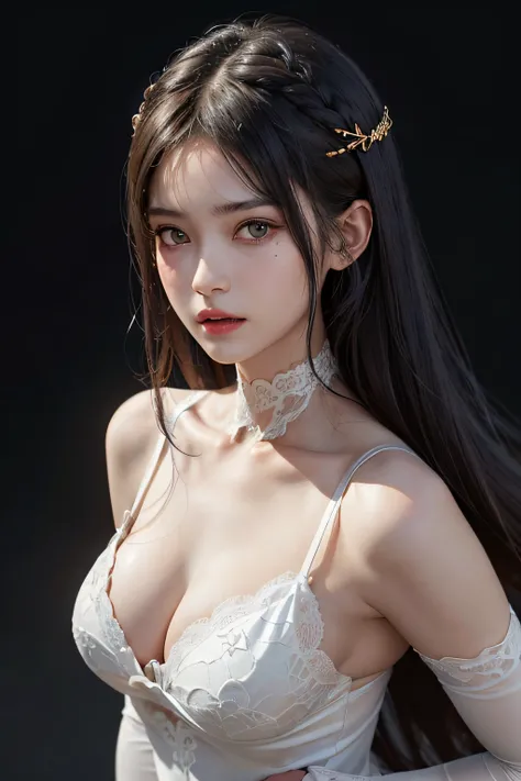 a 20 yo woman、A dark-haired、(Shortcuts for 7 and 3 departments:1.3)、dark themed、Muted Tones、Subdued Color、highly contrast、(natural skin textures、Hyper-Realism、Soft light、sharp)、(masuter piece:1.3)、(8K、Photorealsitic、Raw photography、top-quality: 1.4)、Beauti...