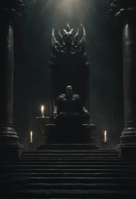 Imagine an image with maximum quality and advanced levels of detail. The setting is the Underworld, a dark and mysterious realm. Hades, the Greek god of the underworld, sits on a majestic ebony throne, located in a grand and gloomy hall. The room is decora...