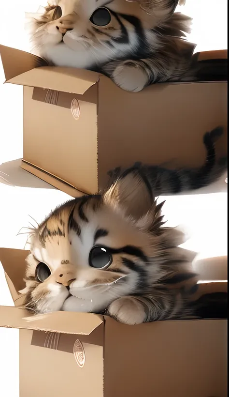 A lot of baby tigers on cardboard