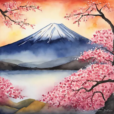 Mt fuji,Japanese flag,sunrises,cherry trees,🇯🇵,510