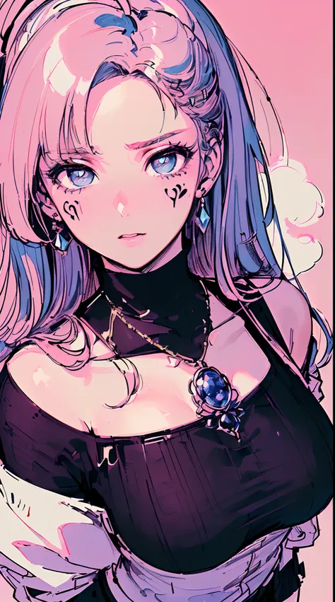 (((((((Vaporwave style,steam,mist,gasping,monochromatic world, using only shades of white and pink Guava and sapphire,pubic tattoo,))))))(((off shoulders,Stockings,high turtleneck sweater,))) (((necklace,blush:1.7,baggy cuffs,)))， (geometric:1.1), ((1girl,...