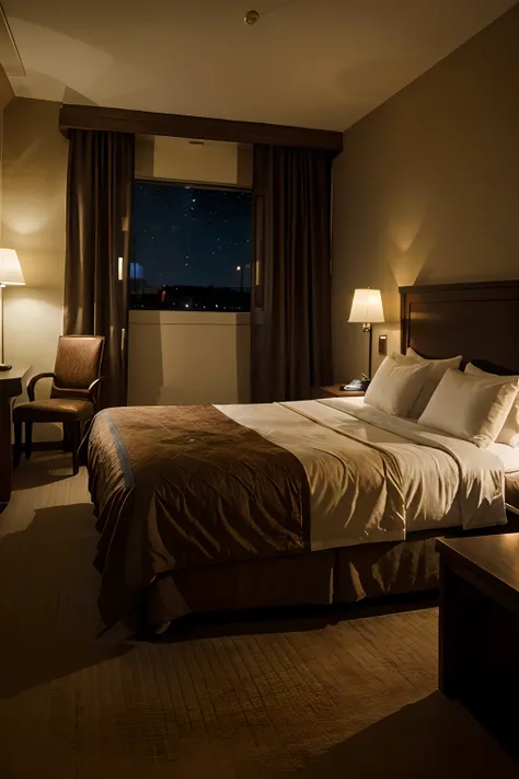 Hotel Room, the night, An intimate setting, cozy atmosphere, Sex, luxury, a starry sky