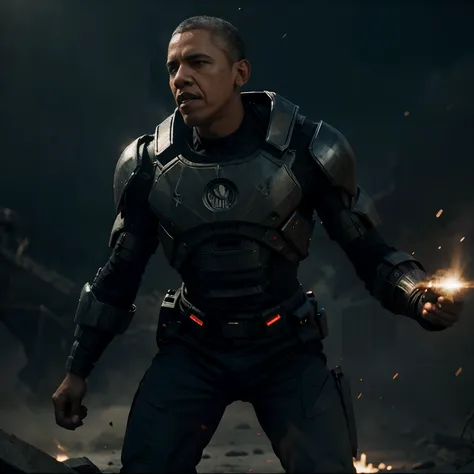 Obama fighting god, ultra 4k realistic, cinematic lighting