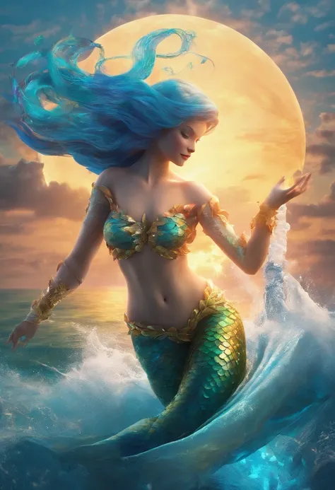 A mermaid dancing with grace in the depths of the ocean, ro