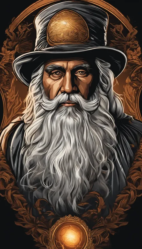 Wizard T-Shirts Vector Print with White Beard and Hat Playing Basketball, rayos, magia. Arte de estilo griego fusionado en una epopeya, Imagen detallada. Mastery in quality and lighting. Paisajes impresionantes e impactantes. Dynamic and powerful action. E...