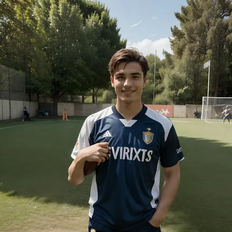 You described a 16-year-old boy, joueur de football talentueux, portant le maillot de Los Angeles FC et arborant un joli sourire. Il est sur le terrain, dribblant habilement les adversaires, creating opportunities for his team and impressing spectators wit...