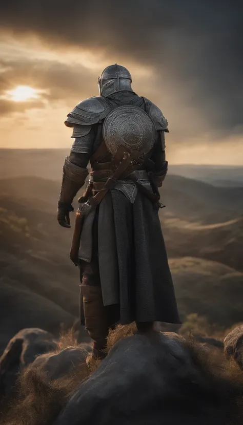 Best quality,4K,8K,A high resolution,Masterpiece:1.2),Ultra-detailed,(Realistic,Photorealistic,photo-realistic:1.37)the ashen one from dark souls 3 with his iconic armour kneeling on a hill of ash with a eclipsed sun in the sky