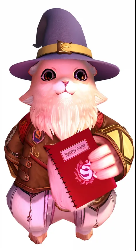 There is a cat with a hat and a book in his hand, Rabbt_character, saints row fursuit tails mod, From NCSOFT, highly detailed character, furry character, furry character portrait, Ivan Tyulen, Grimoire Holding, Kazuma Koda, sfw version, hyperdetailed fanta...