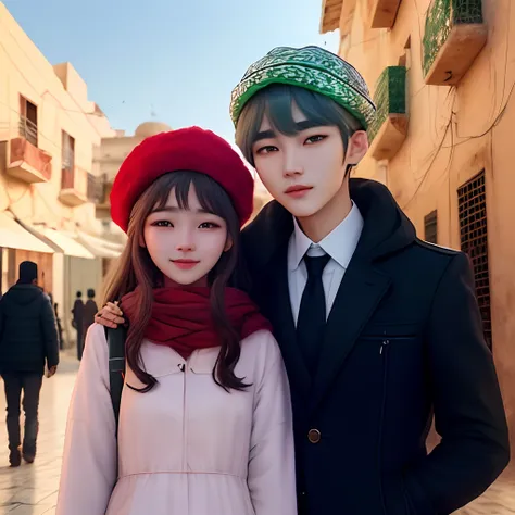 Kim taehyung in Algeria with girl Algerian