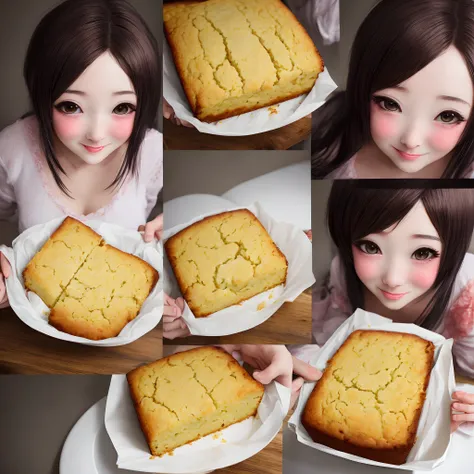 Cum covering cornbread that has anime eyes and blushing