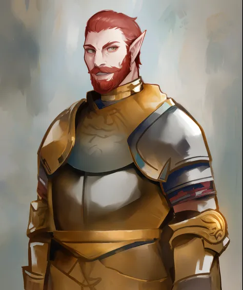 1man, a close up of a cartoon of a man in golden armor, portrait of a dnd character, inspired by Rajmund Kanelba, dnd character portrait, dnd character concept portrait, dnd character, male elf, full body dnd character portrait, baldurs gate character port...