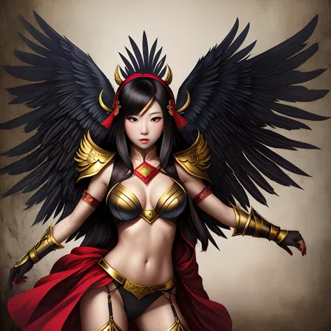 Asian girl warrior with wings