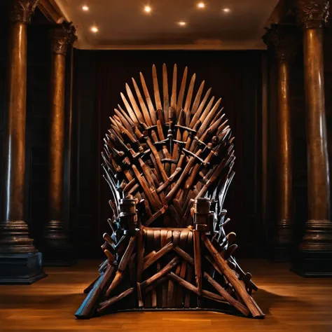 Picture of the iron throne made of hockeysticks