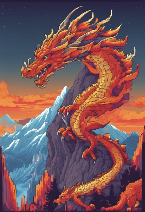 Best Quality,4K,8K,hight resolution,masutepiece:1.2),Ultra-detailed、A two-headed dragon with both ice and fire powers、One head spewed out ice.、The other head blows out fire、stunt: Breath of ice、stunt: Fire Breath