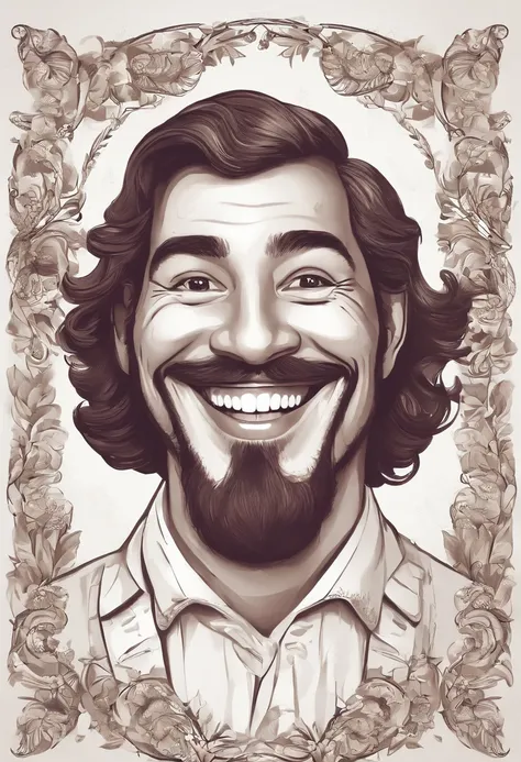 Smiling Man Illustration, sorriso insano, Homem de pele marrom com um sorriso gigante, happily smiling at the camera, sorriso atrevido, hes smiling, sorriso muito grande, Macho sorridente, foto de perfil headshot, rindo  sorriso enorme, desenhando no estil...