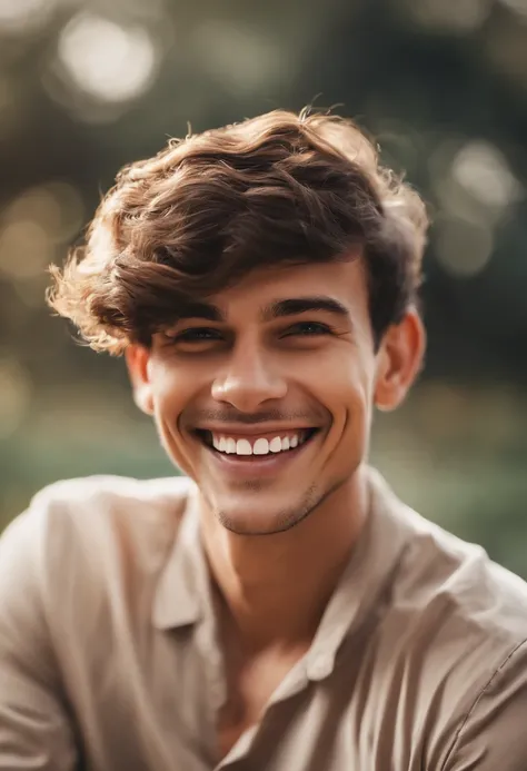 Smiling Man Illustration, without beard, very short hair, sorriso insano, Homem de pele marrom com um sorriso gigante, sem barba, cara de parvo happily smiling at the camera, sorriso atrevido e parvo, hes smiling, sorriso muito grande, Macho sorridente, fo...