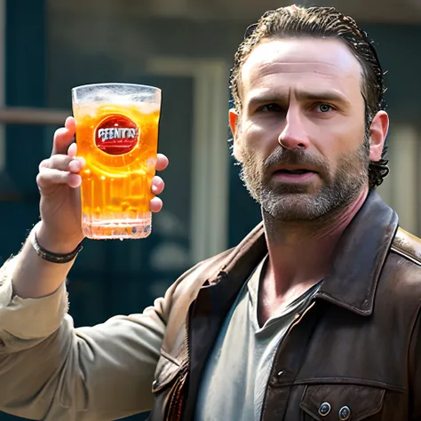 Rick Grimes with a Fanta soda orange