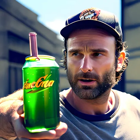 Rick Grimes with a Fanta soda orange