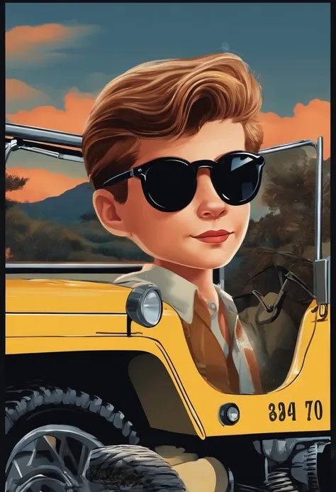 Poster disney con ragazzo con occhiali che guida una jeep con titolo "luca pedana"