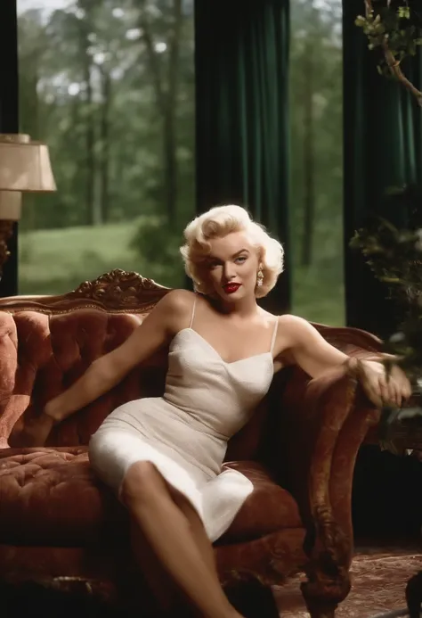 a analogic photo of Marilyn Monroe at home, realistic, raw, 8k