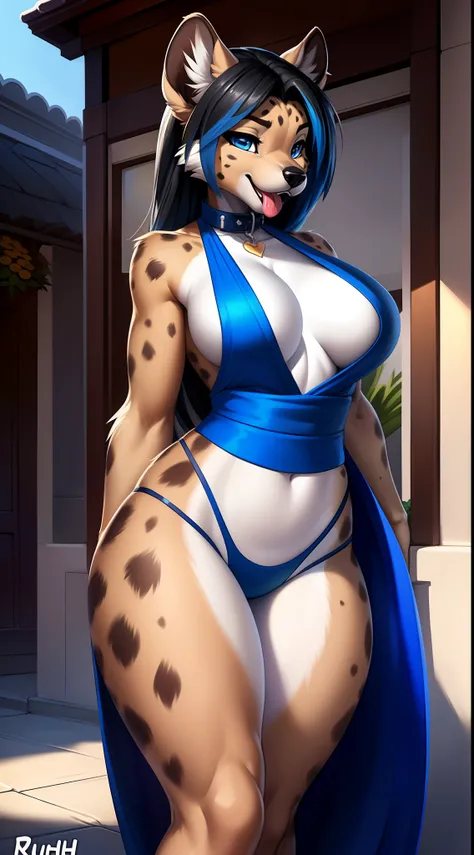 ((((sfw)))), uploaded the e621, beautiful and detailed,woman (((female))) ((anthro)) hyena, Ross Tran, by ruan jia, by zaush, by foxovh, lighting cinematic, seductor, hyena, thighighs, (huge chest), full body view, (anthro, fluffy fur, character focus:1.1)...