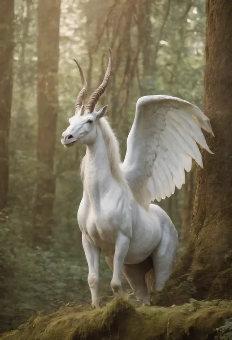 Majestic creatures, Fantasy landscape, Vibrant colors, Detailed scale, Mystical aura, Magic Horn, ethereal wings, mesmerizing eyes, The power of mythology, Mythical existence, Realm of mythology, An enchanted forest, a mythical creature, Mythological legen...