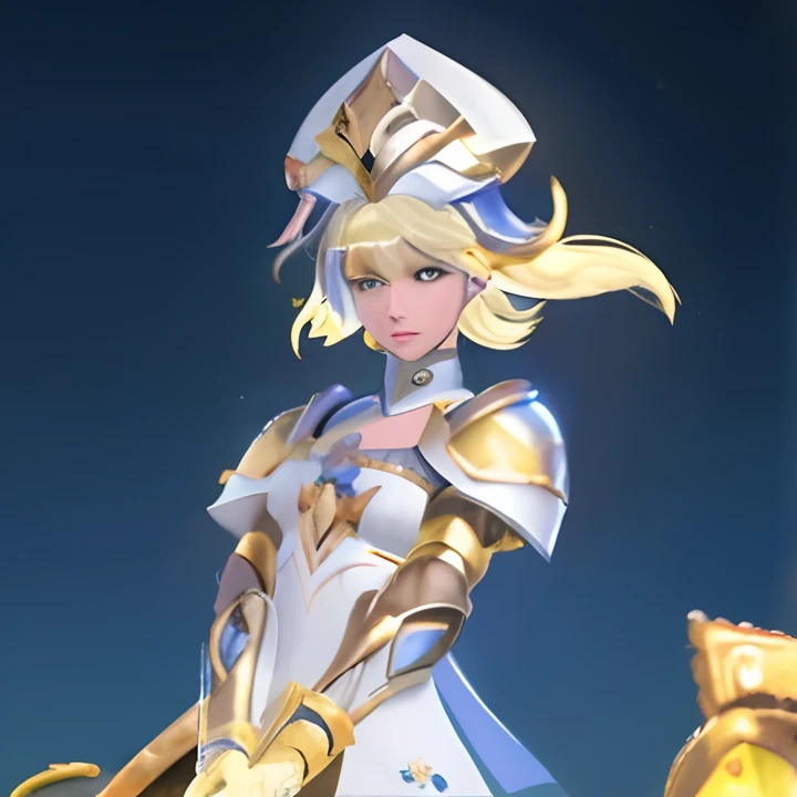 a close up of a person in a costume on a horse, portrait knights of zodiac girl, gold paladin, knights of zodiac girl, ashe, lunar themed attire, senna from league of legends, heavy white and golden armor, white gold skin, angelic golden armor, sigma femal...