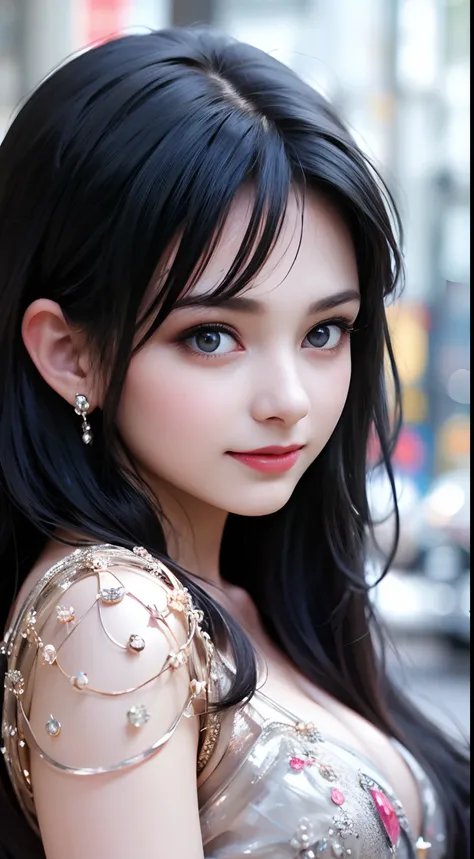 Highest Quality, Highest image quality, RAW Photos, Realistic, Photorealsitic, ultra detailed and beautiful, highest details, 1young girls, good-looking, Beautiful fair skin and luster, Beautiful eyes are big and bright, Small mouth and thin lips, Long bla...