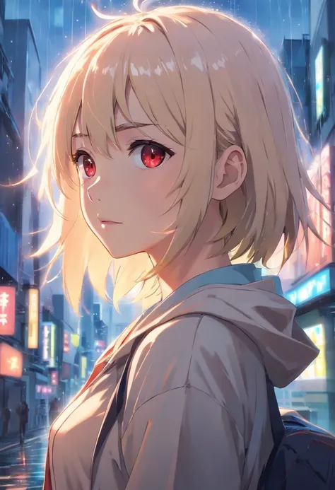 masutepiece, Best Quality, Extremely detailed, cinematic lightening, intricate detailes, hight resolution, Official art, Dense beautiful face and eyes, High resolution illustration, 8K, depth of fields, Bokeh, Solo, 1girl in, Girl with white hair and red e...