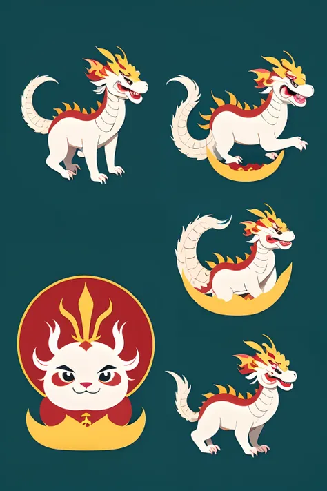 chinesedragon，Cartoon style vector flat talk design cute